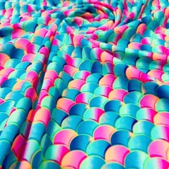 Spandex Fabric Pastel Mermaid Scales Print 4way Stretch by the yard for Swimwear