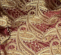 RED GOLD Designer 100% Silk Jacquard Fabric 54” Width Sold By The Yard