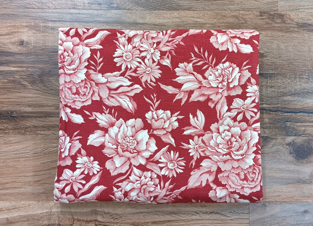 Eddie Bauer Fabric Floral Maroon Red Cream 2+ Yards Upholstery Material 98″x59″