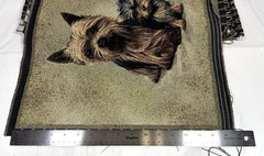 Yorkie Tapestry Fabric ( ONE PANEL ) Robert J May Artwork, Art=~17.375” x 15.75”