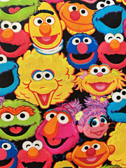 Sesame Street Colorful Cotton Fabric with Characters 1/2 Yard