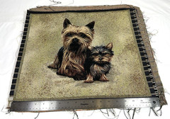 Yorkie Tapestry Fabric ( ONE PANEL ) Robert J May Artwork, Art=~17.375” x 15.75”