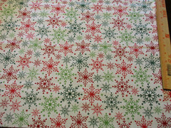 1 Fat Quarter New Cotton Fabric Christmas Red & Green Snowflakes on White