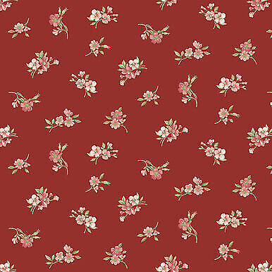 Sweet Blush Floral Rose Rose Buds Red by P and B Textiles Cotton Fabric BTY