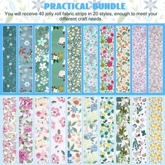 40Pcs Jelly Roll Fabric Precut Strips for Quilting 2.5×39 Inch(6.5x100cm) Cot