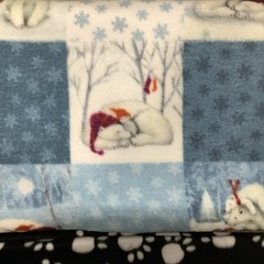 Lot Of 2 Fleece Fabrics Doggy Paw Prints 108”X60” & Polar Bears 76”X60” Blankets