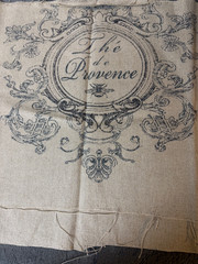 Fabric Lot 15 Inches 60 W “The de Provence” French Country Bee Motif Tan Blue