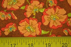 By- 1/2 Yd, Peach & Red Floral on Brown Quilt Fabric, Legacy/Fresh Fusion, C2547