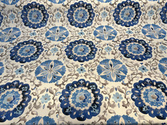 P Kaufmann Soumak Suzani Blue Lapis Upholstery Drapery Fabric By the Yard
