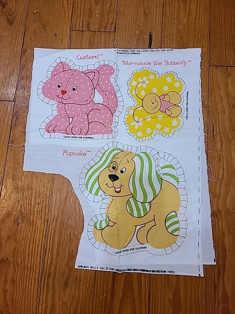 Custard Cat, Marmalade, Pupcake Cut/Sew Strawberry Shortcake Spring Mills 1980