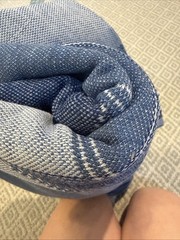 Vtg stretch knit 70s fabric remnant quilted denim print 45 inches x 66 inches