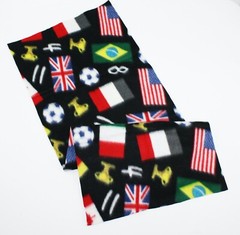 Fleece Remnants 14 Pieces Black With World Cup Soccer Pattern New