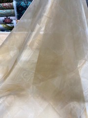 French Sheer Organza Gold Squares 118″ wide fabric By the yard