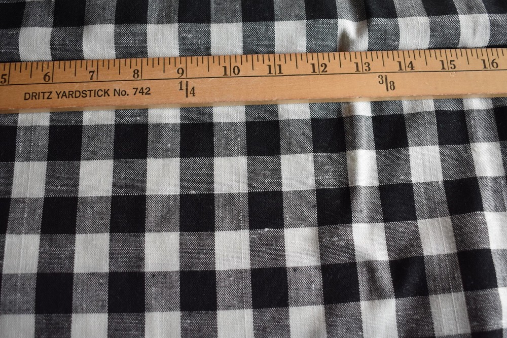 BLACK & WHITE CHECKS 7/8 INCH WIDE COTTON FABRIC 15X58 INCHES