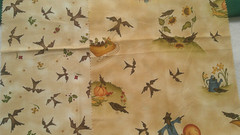 Fabric Red Rooster 2 Pc Fall Design w/Scarecrow Pumpkins & Blackbirds $3.25