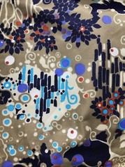 Loomskill Inc. Fabric Lightweight Jersey Brown Blue Flowers 3 3/8 Yds x 46” W