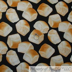 BonEful FABRIC FQ Cotton Quilt Orange Cheese Cracker Bread Kitchen 1st Communion