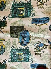VTG BARKCLOTH Americana Revolutionary War Valley Forge Toile 44″X 3yd+15″