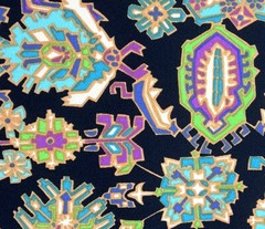 Carsilco Screen Print Fabric 61×102 ￼ turquoise purple Egyptian black