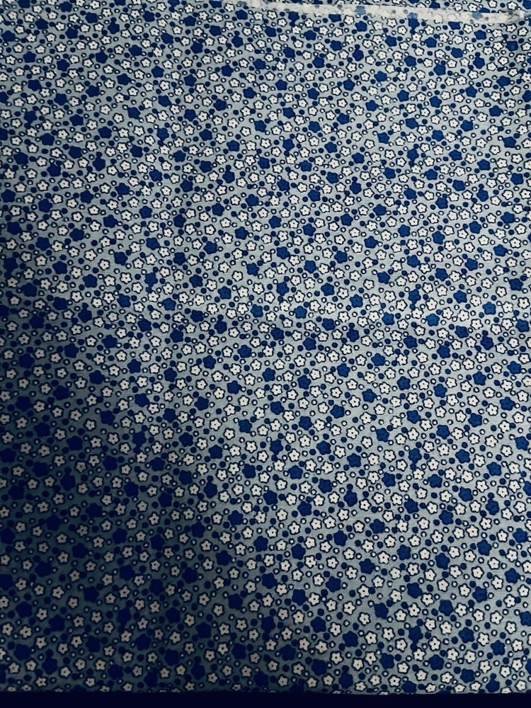 VTG 1930`s Reproduction Feedsack Floral Shades of Blue Tonal Blender BTFQ
