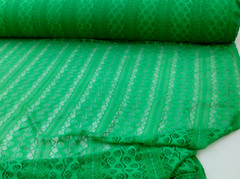 Embroidered Lace Apparel Fabric Sheer Kelly Green Striped Abstract TT211