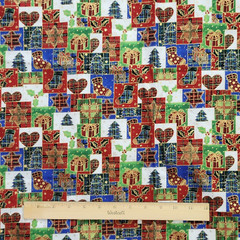Brother Sister Design Misc Christmas Square Patchwork Fabric Gold Accents 43×36+