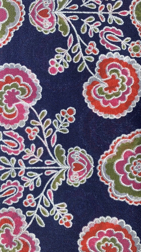 Vintage 60s 70s Translucent Mod Gothic Floral Specialty Fabric 86×45”
