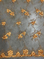 Andrea ANTIQUE GOLD 3D Floral Matte Corded Embroidery on Mesh Lace Fabric by th