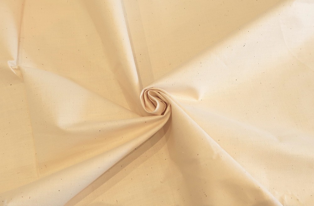 VINTAGE STARCHED CREAM COTTON FABRIC 2.04m x 0.92m