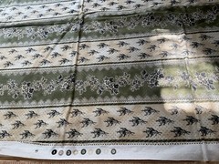 Rose Toile Stripe by Lakehouse LH Cotton Florals Beige, Green and Black 1.5 Yard