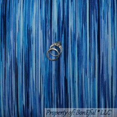 BonEful Fabric FQ Cotton Quilt Navy Blue Aqua Stripe Fusion Peacock Ocean Water
