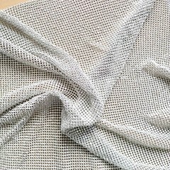 Sparkling Silver Rhinestone Mesh Fabric – Perfect for Costumes & Decor Projects