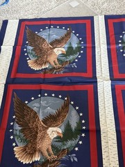 Wamsutta Eagle Fabric Pillow Squares Patriotic Star Birch Bark 4 + 2