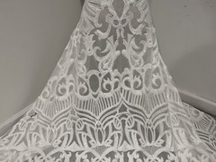 White 4way stretch sequin Lace fabric 50” Width Sold By The Yard