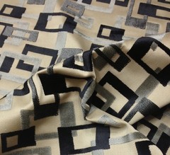 CLARENCE HOUSE TERENCE GREY BLACK GEOMETRIC VELVET FURNITURE FABRIC BY THE YARD