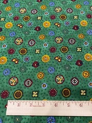 Sewing Quilting Cotton Fabric Debbie Mumm Green Buttons Butterfly Ladybug Gold