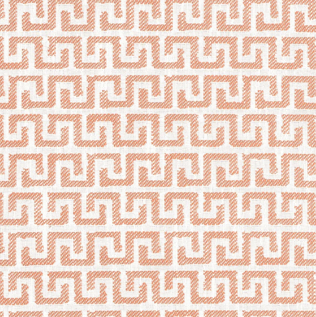 Thibaut Geometric Greek Key Outdoor Uphol Fabric- Merritt / Clay 5.50 yds W74251