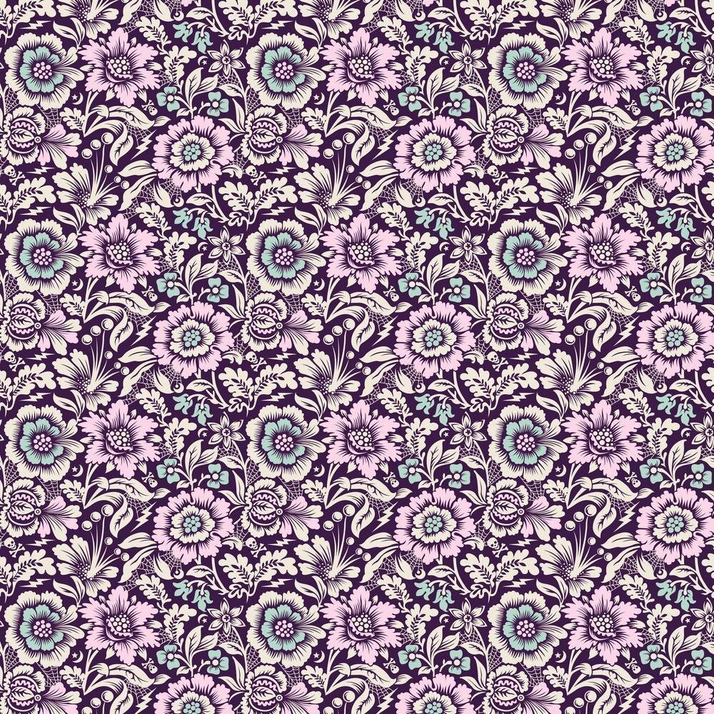 Nightshade Tula Pink Mini Spider Blossom Nerium By the yard cotton Deja Vu
