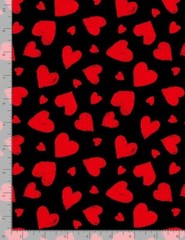 Valentine’s Day Fabric – Red Chalk Heart Toss on Black – Timeless Treasures YARD