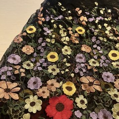 Over 4 Yards~ Beautiful 3D Embroidered Flowers on Black Tulle Lace Fabric