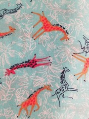 1 yd + 28″ X 43″ W Springs Creative FROLIC Fabric Whimsical GIRAFFE Blue Cotton