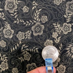 Jo-ann Black Beige Filigree Floral Fabric Cotton Quilting Cottagecore 2.8 yd