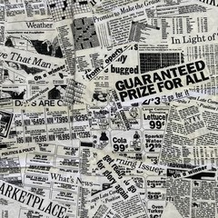 Newspaper Print Cotton Fabric, Ads, Crossword, For Sale, Junk Journal Ephemera