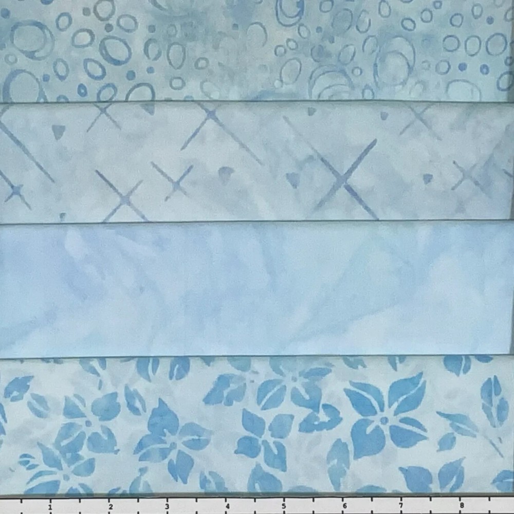 Lot of (4) 1 Yard Cuts 100% Cotton Quilting Batik Fabric Powder Sky Blue #430