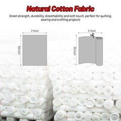 Cotton Poplin Fabric by Yard, 100% Cotton, Natural, 59″ Wide for Sewing & Quilti
