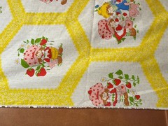 Vintage 1980s Strawberry Shortcake Fabric Spring Mills 2 Yards Honeycomb Yellow