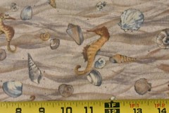 By 1/2 Yd, Sea-Creatures on Brown & Tan Flannel, Lyndhurst/Adrienne Yorinks,EB43