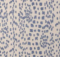 BRUNSCHWIG & FILS CURTAIN FABRIC Les Touches Embroidered 5.3 METRES CATON BLUE