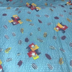 2 Pieces Vintage Blue Patterned Textured Fabric 30″ x 13″ & 21″ x 30″