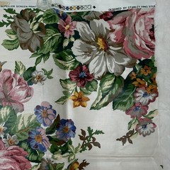 Fabric Stanley King Studios Screen Print Teflon Finish Floral 2 Pieces